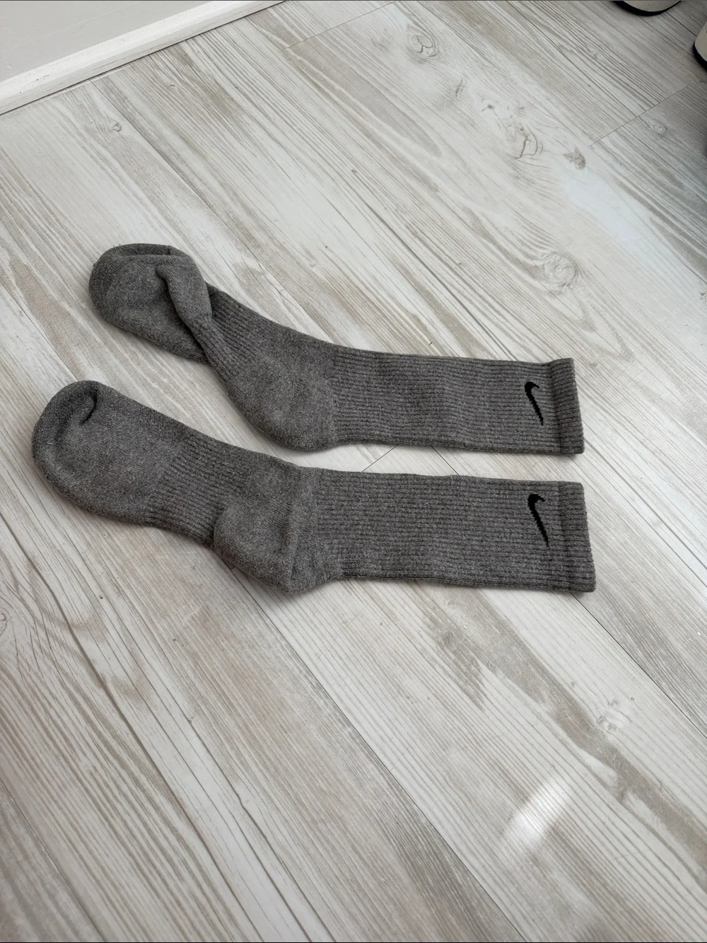 Nike Grey Athletic Crew Socks with Black Swoosh